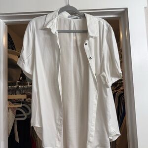 Calvin Klein Men's White Short Sleeve Button Down Shirt